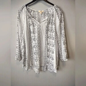 Como Blu Artsy Print Beachy Tunic Size Large Casual Summer Vacation